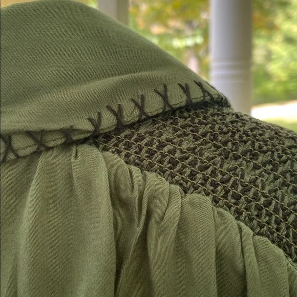 NATURAL LIFE Olive Green Blouse with Black Embroidery - Picture 10 of 16